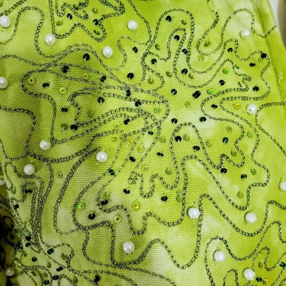 NWT Anage Green Sequin & Pearl Zip Jacket - Picture 8 of 10